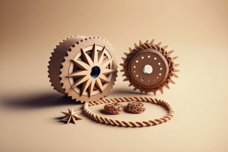 made Christmas decor. twine and twine sprockets Sustainable decor concept zero waste. Master Classの素材