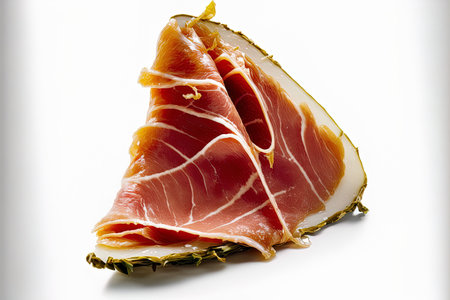 Jamon from Spain or prosciutto crudo from Italy. Jerked beef on a white background isolatedの素材