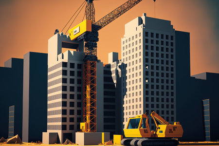 building materials a construction crane and the construction of a contemporary high rise buildingの素材