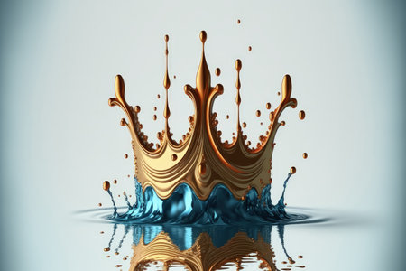 water splash with a crown like reflectionの素材