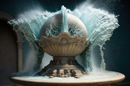 Large Water Fountain brought on by an underwater explosion of a sea mineの素材