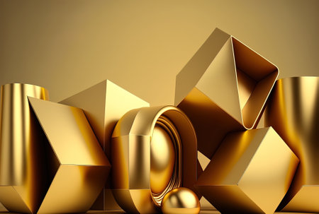 of gold with an abstract geometric backdrop for an advertisement or product presentationの素材