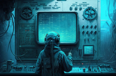 is employed by the blue hued monitoring equipmentの素材