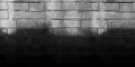 Concrete texture and a black brick wall serve as the backgroundの素材