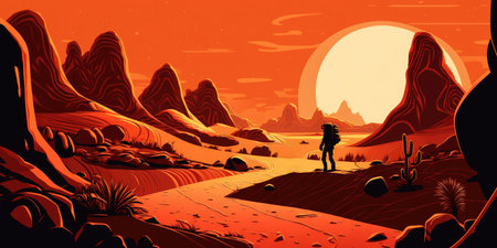 Fantastic reddish orange tones in the terrain of Marsの素材