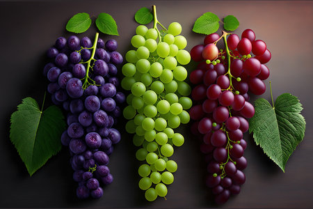 Fresh grape types from a wholesome vitamin shop including purple grape green grape and red grapeの素材