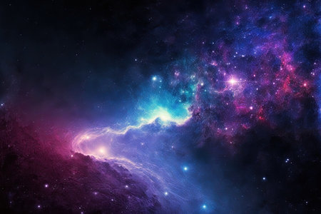 backdrop milky way galaxy stars flashing in the abstract a vivid nebula in the deep universeの素材