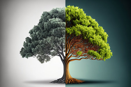 tree with clipping path and alpha channel on translucent backgroundの素材