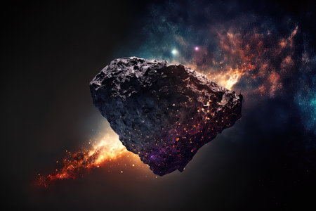 Falling meteorite asteroid comet in the starry sky. Elements of this image furnished by NASAの素材