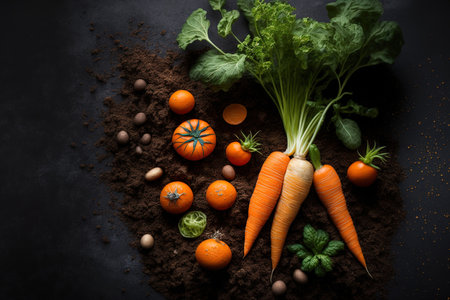 Carrots potatoes and lettuce are among the organic produce that is grown in an eco composting systemの素材