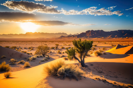 Beautiful image of the desert taken near Oostkapelle Netherlands under a bright blue skyの素材