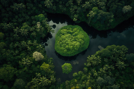 Brazilian Amazon jungle seen from the air in South America. a lush woodland. aerial perspectiveの素材