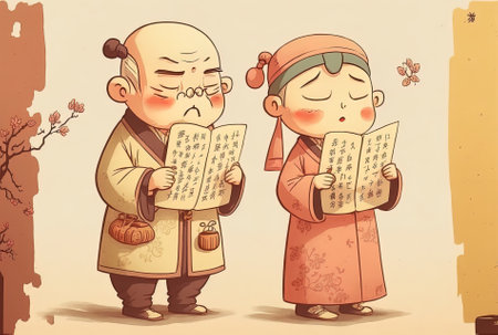 During the Spring Festival Chinese folks sell their handwritten spring festival coupletsの素材