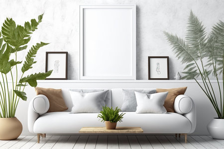 Living room. Wall mockup. Illustrationの素材