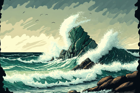 White wash and rough seaの素材