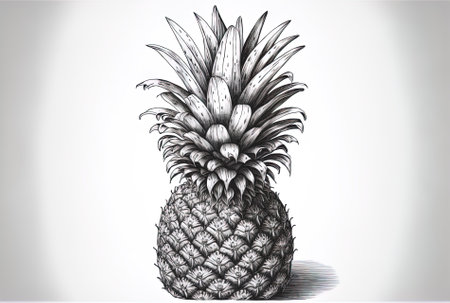 a hand drawn depiction of a pineapple. Pen and pencil illustration of a pineapple Illustrator epsの素材