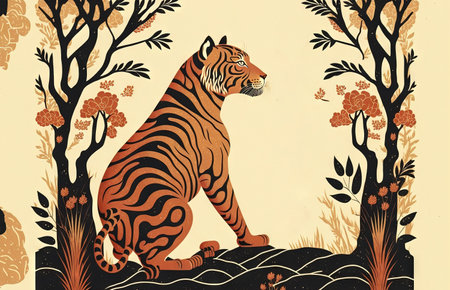 Year of the Tiger the Chinese New Year of 2022. Translation from Chinese Tiger everything goes wellの素材