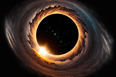 Space between stars a black hole a singularity and a . vision of a black hole in the futureの素材