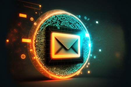 email forwarding service email concept correspondence a digital background with an email iconの素材