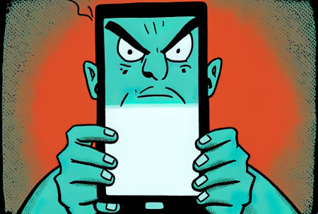 picture shows an unidentified person holding a switched smartphone with a blank screen up closeの素材