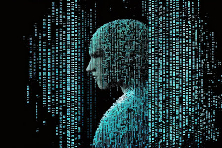 programming coding hacker cyberspace background notion for digital binary data streamingの素材