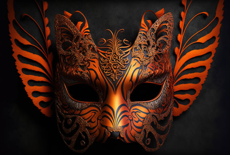 The 2022 insignia is a bright orange carnival tiger mask with a tiger butterfly on its neckの素材