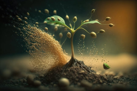 Get some seeds in the ground. Spreading the joy of tree planting, In nature, the seeds are sprouting on fertile ground. Generative AIの素材