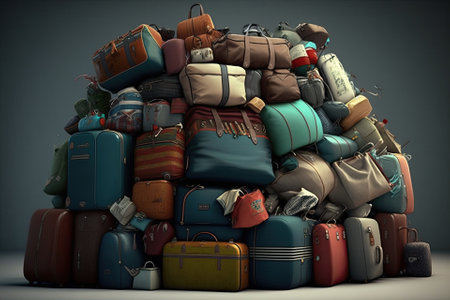 Masses of luggage, lots of packing to do. Generative AIの素材