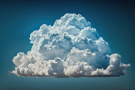 Soft white cumulus clouds over a blue sky make for a stunning artificial sky background. Generative AIの素材