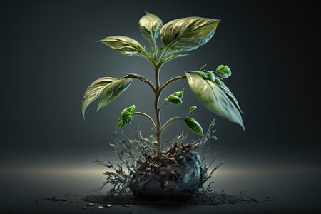 Sprouting plant. Generative AIの素材
