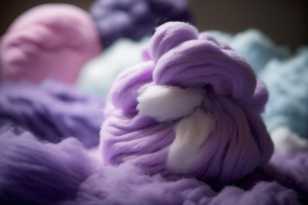 For the background, a close up of purple cotton candy. Generative AIの素材