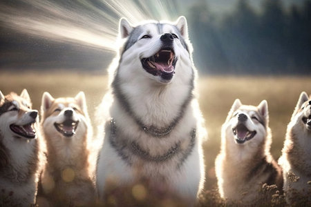 wolves and hounds Happiness, as seen through the eyes of a siberian husky. Generative AIの素材