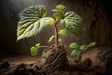 A new grapevine sprouting from its seedling stage. Farmers and vintners. Generative AIの素材