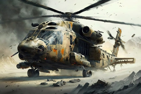 Army Helicopter. Generative AIの素材