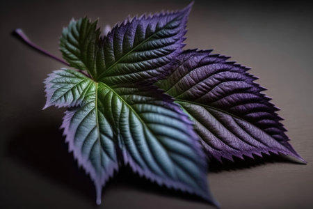 Leaf of the shiso perilla herb, which is purple in color. Generative AIの素材