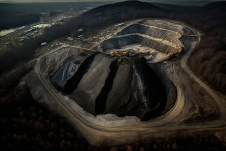 West Virginia coal mine seen from above. Generative AIの素材