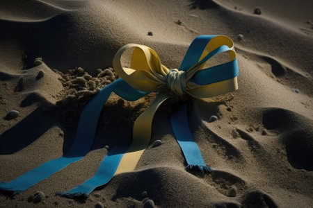 A ribbon in the sand. Generative AIの素材