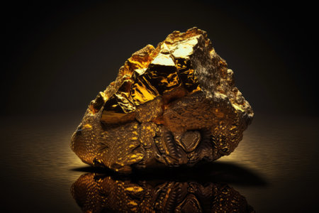 Financial notion represented by a large gold nugget, viewed up close. Generative AIの素材