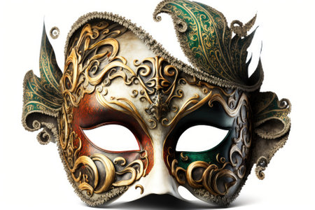 Image of a carnival mask isolated on white. Generative AIの素材