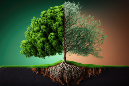 Natural tree planting As a result of the green background. Generative AIの素材