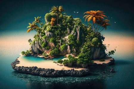 Small tropical island. Generative AIの素材