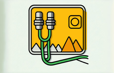 Icon for cable equipment. Mountaineering symbol with a simple line and outline for a website or mobile applicationの素材