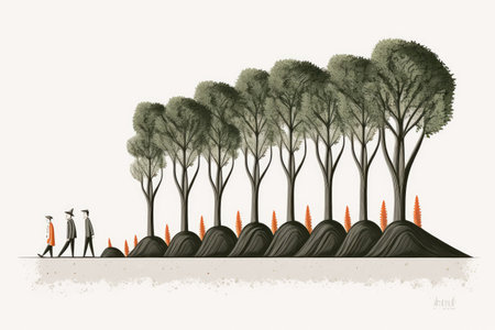 An orderly row of newly planted carrot seedlings. Young carrots growing on beds. Roots and shoots of carrots grown at a farm. Gardening farming a bountiful harvest and all natural foods are the domの素材