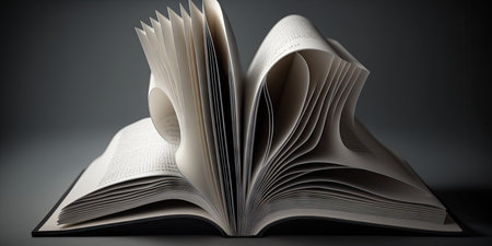 Pages of an open book close up photography. White pages book side view. The concept of continuing education visiting libraries book exhibitionsの素材