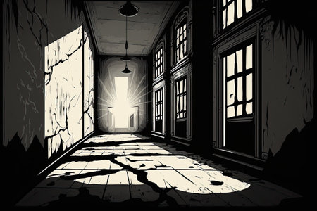 19.09.2021. There is a capital city in the Russian Federation called Moscow. Eerie deserted and dark passageway in an old building. Those dingy old walls. Light and darkness in a deserted home. Warpの素材