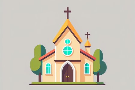 For use in web design templates infographics and other media church flat icon color basic element from weddingの素材