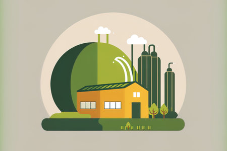 Icon for a biogas facility. Environmental protection alternative energy and the eco sector. flat styled isolated imageの素材