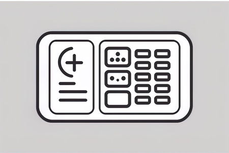 Icon of a modern remote control air conditioner. Modern remote control air conditioner symbol with outline for web design isolated on whiteの素材