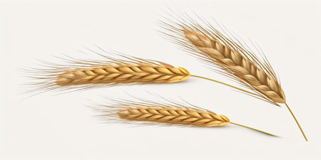 Wheat ears isolated on white background. Package design element with clipping path. Full depth of fieldの素材