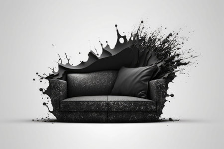 The clipping path for this image of a black leather sofa that has been damaged is included in the imageの素材